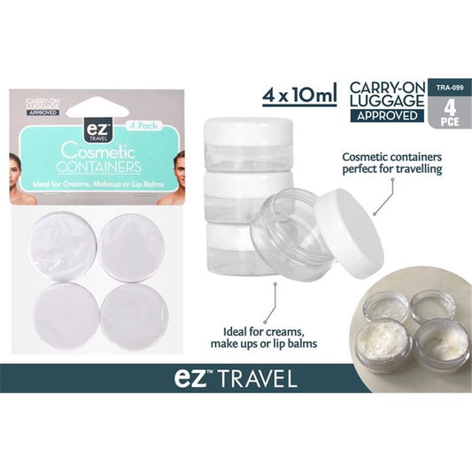 4PCS TRAVEL CONTAINERS W/SCREW CAP 10ML