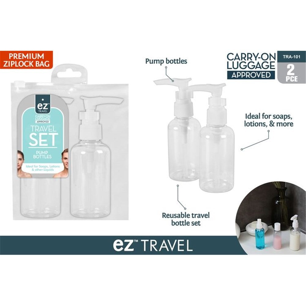 2PCS TRAVEL BOTTLES W/PUMP 75ML