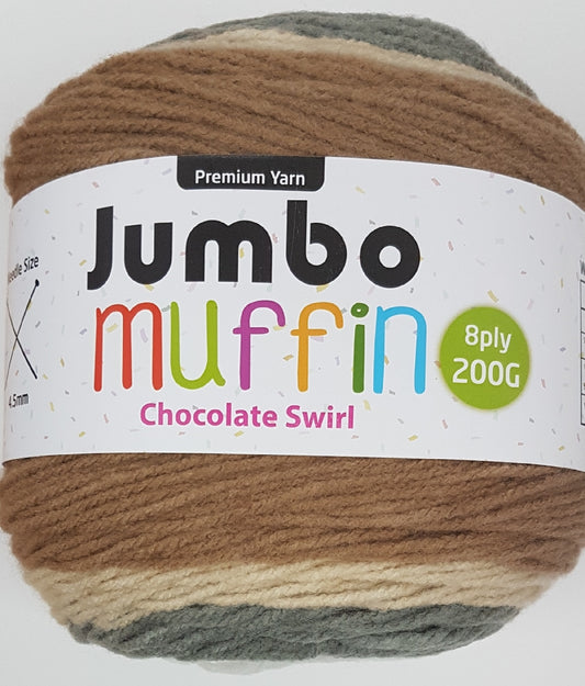 JUMBO MUFFIN YARN 200G CHOCOLATE SWIRL