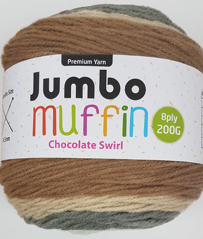 Jumbo Muffin Yarn 8ply 200g Chocolate Swirl