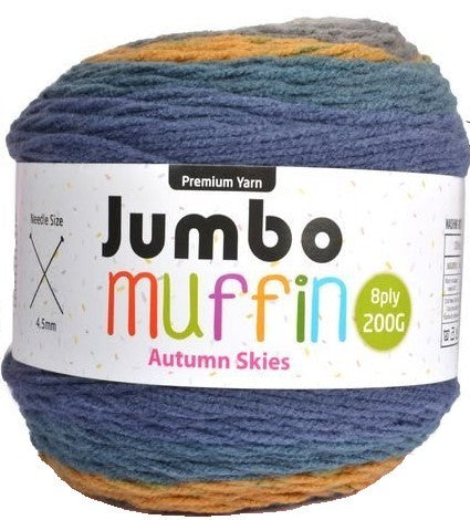 Jumbo Muffin Yarn 8ply 200g Autumn Skies