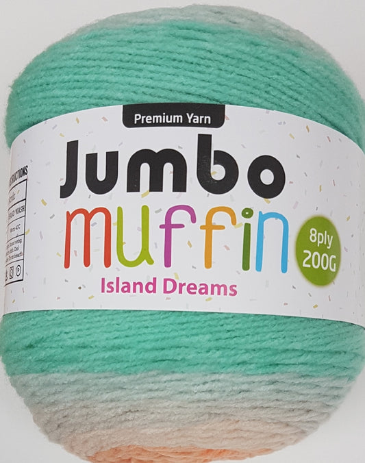 Jumbo Muffin Yarn 8ply 200g Island Dreams