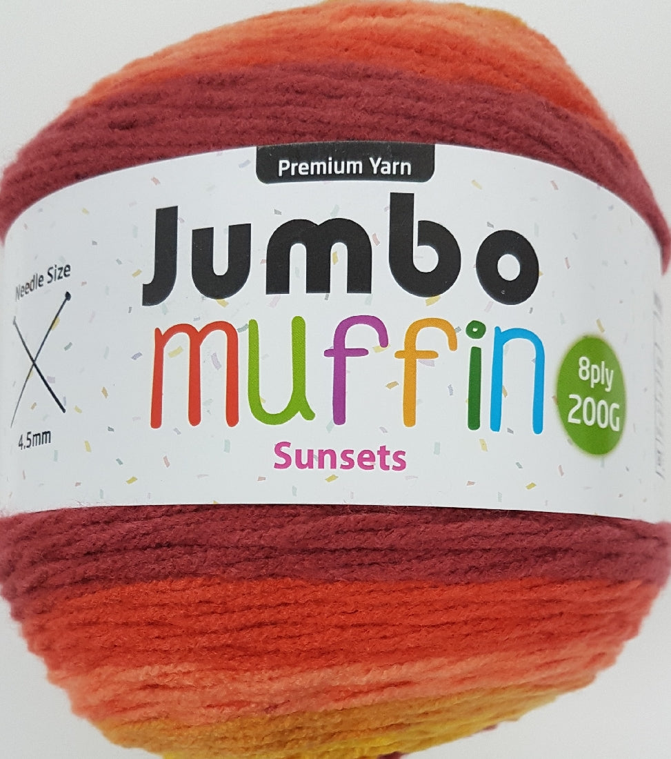 Jumbo Muffin Yarn 8ply 200g Sunsets