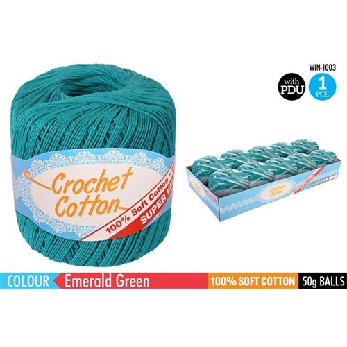 Crochet Cotton 50g Emerald Green