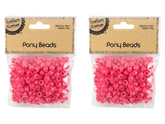 50g Hot Pink Pony Beads