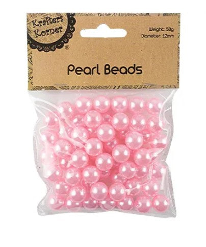 50G 12MM PINK PEARL BEADS