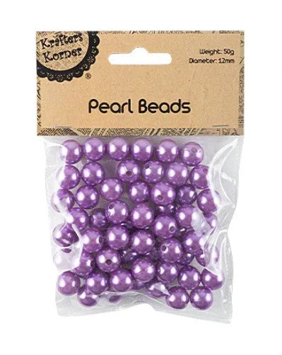 50g 12mm Lavender Pearl Beads