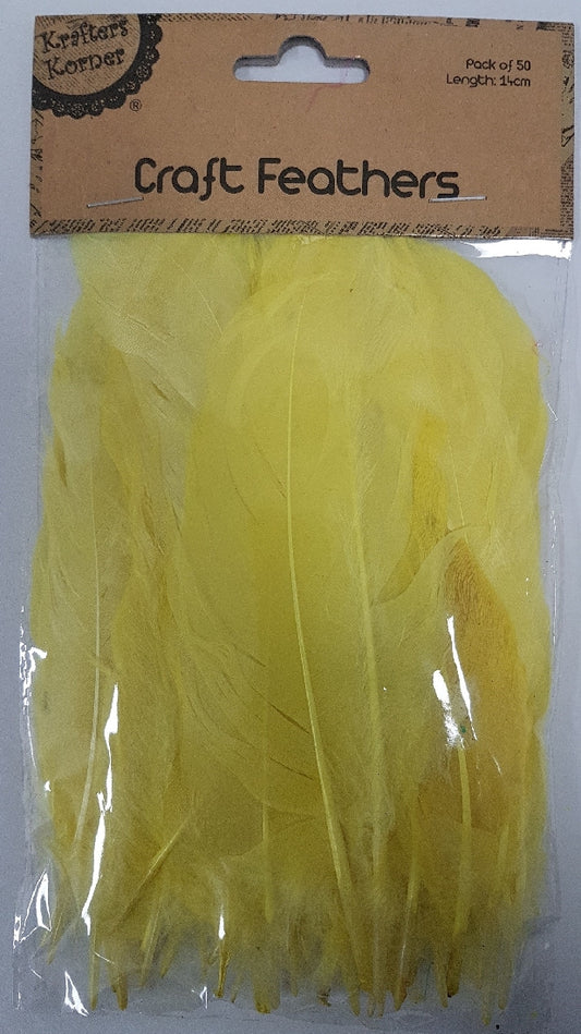 CRAFT 14CM YELLOW FEATHERS/50