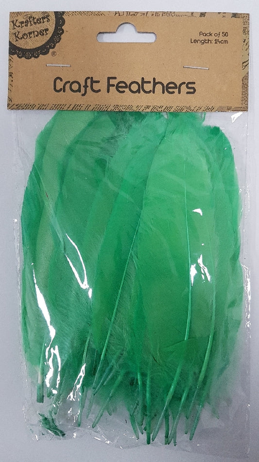 CRAFT 14CM GREEN FEATHERS/50