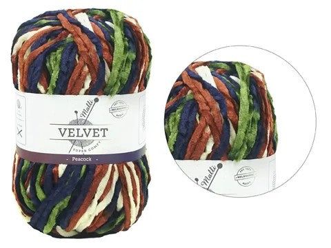 SUPER COMFY VELVET MIX YARN 100g  PEACOCK