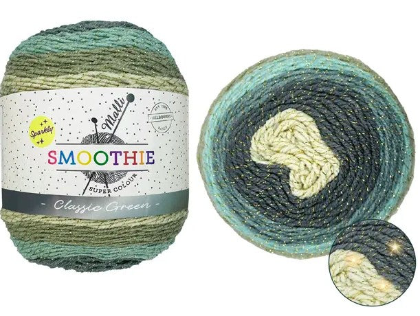 Smoothie Yarn 150g Sparkly Classic Green