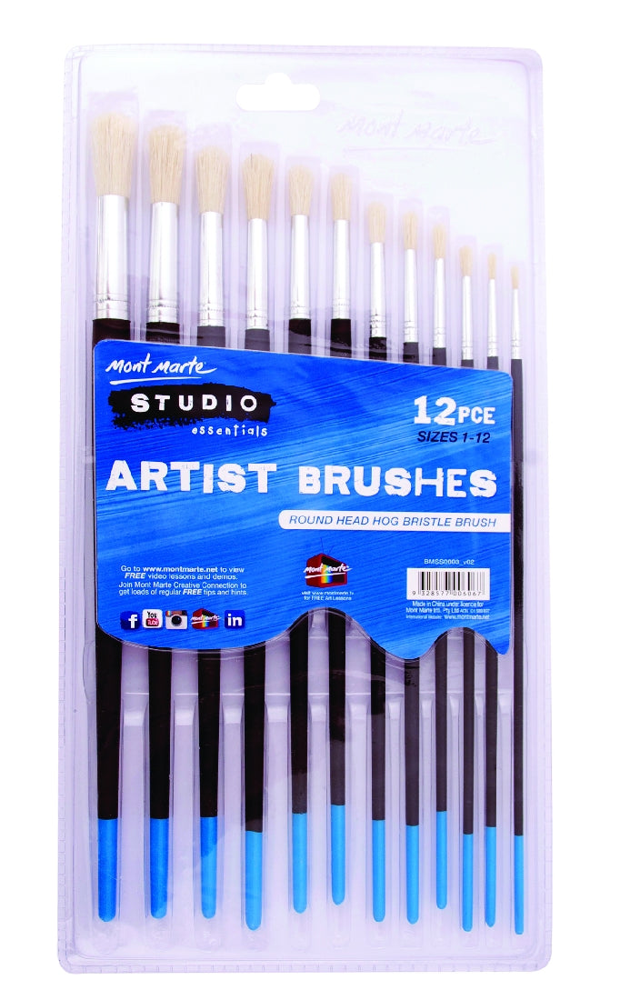 M.M. Silver Series Artist Brushes 12pce Round 1-12