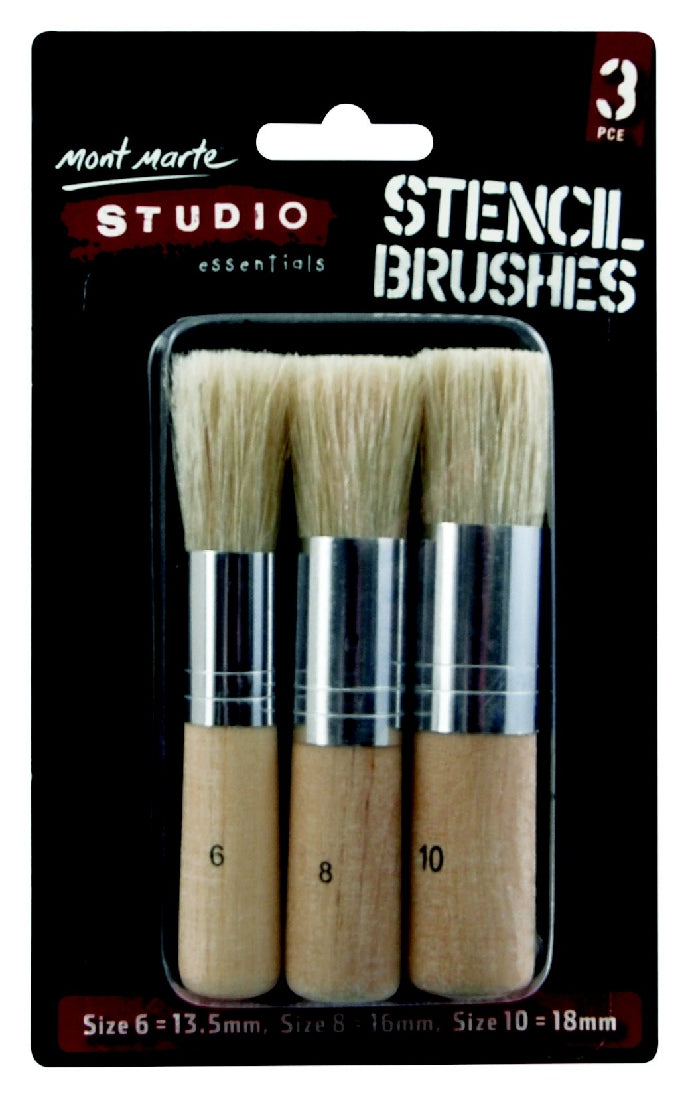 M.M. Silver Series Stencil Brushes Pkt 3