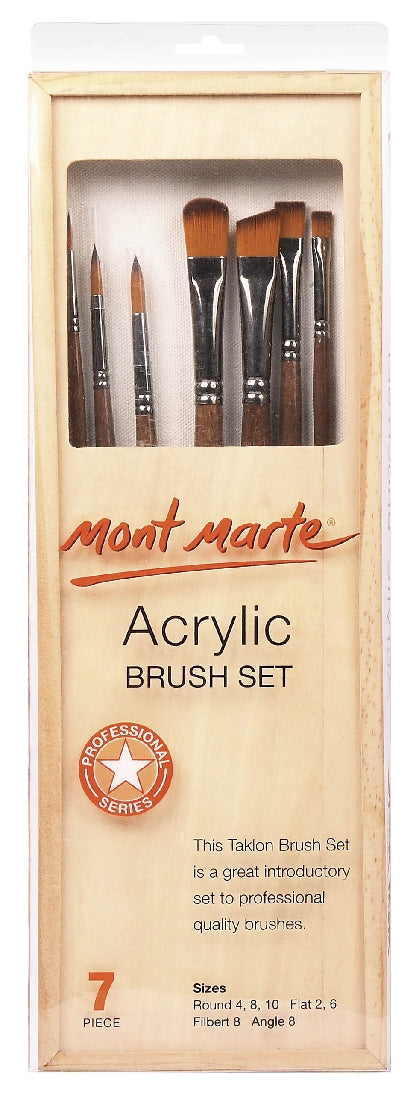 M.M. Acrylic Brush Set In Box 7pce