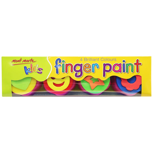M.M. Kids Colour Finger Paints 4pce W/stamp