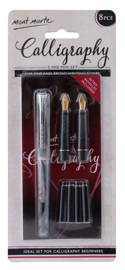 M.M. Calligraphy 2 Nib Pen Set 8pce