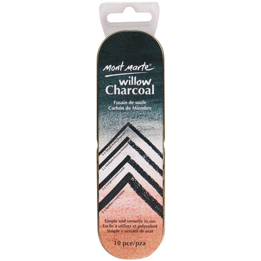 M.M. WILLOW CHARCOAL IN TIN 10PCE