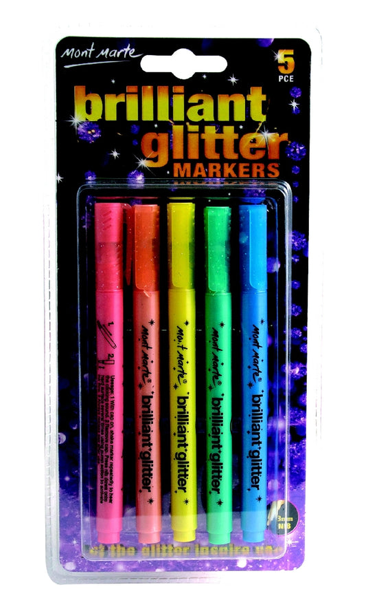 M.M. Brilliant Glitter Markers 5pce