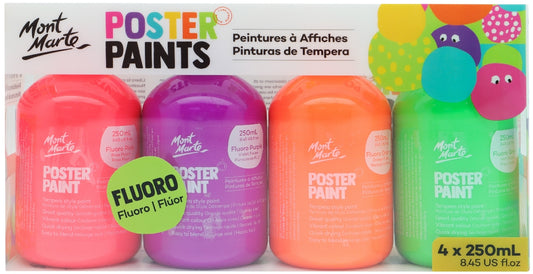 M.M. Poster Paint 250ml 4pce - Fluro