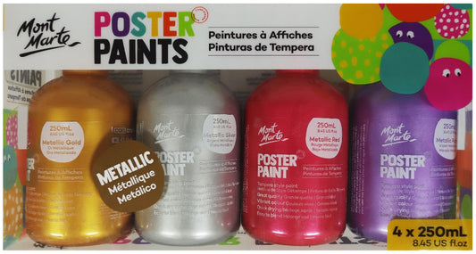 M.M. Poster Paint 250ml 4pce - Metallic