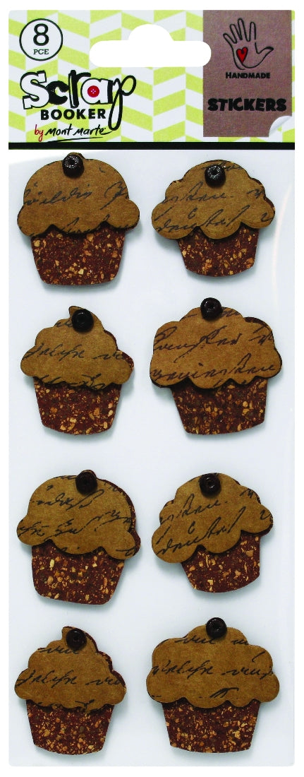 M.M. Stickers - Cork & Kraft Cupcakes 8pce