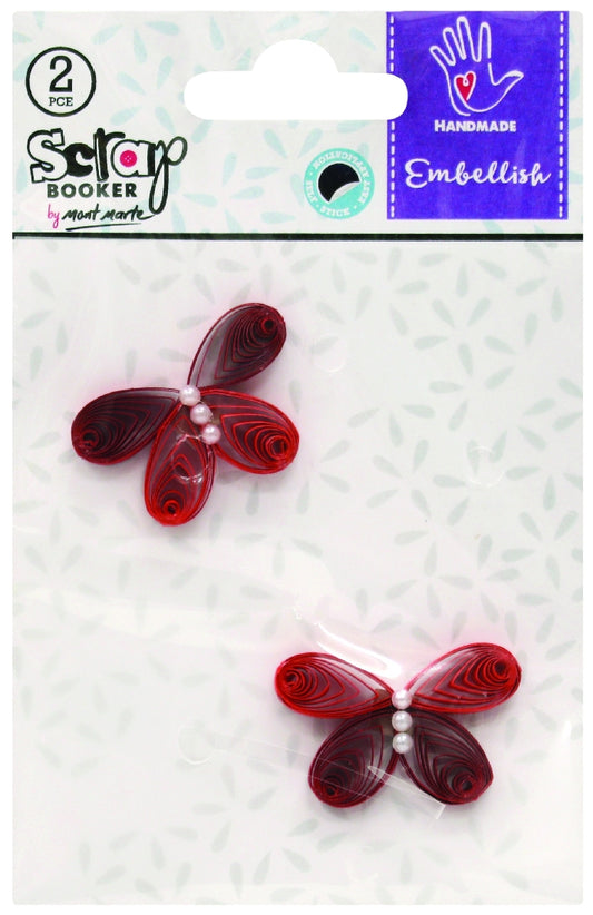 M.M. Embellish - Quilled Pearl Butterflies 2pce