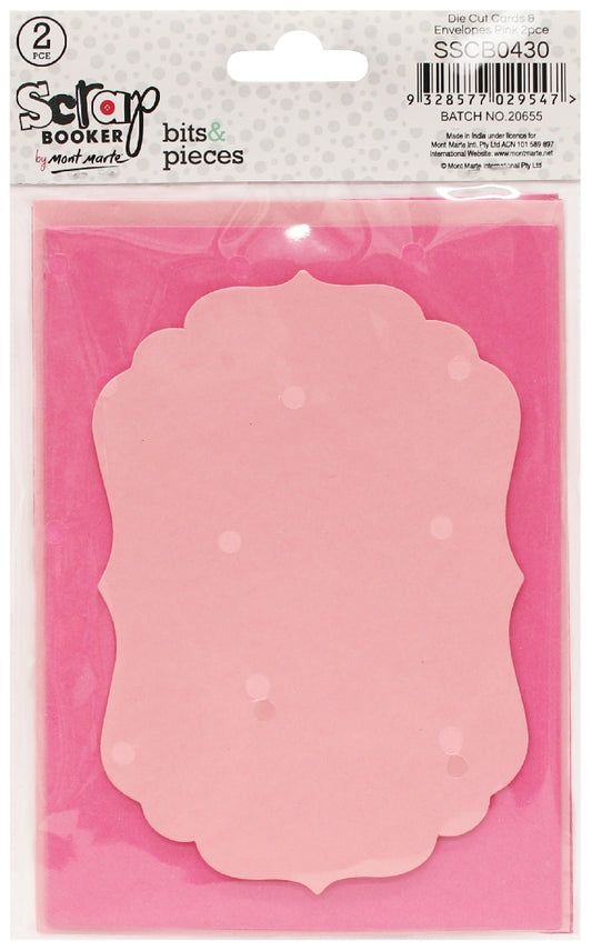 M.M. Bits & Pieces - Die Cut Cards & Envelopes Pink 2pce
