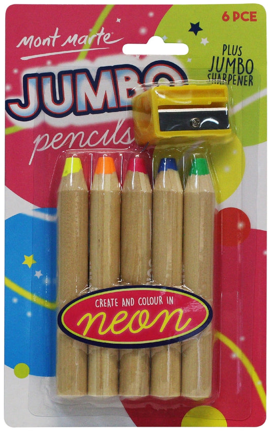 M.M. Jumbo Pencils Neon 6pce