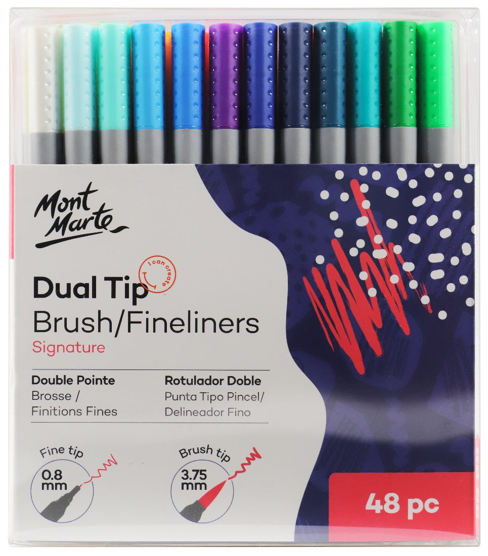 M.M. Dual Tip Brush/fineliners 48pce