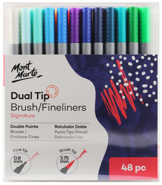 M.M. DUAL TIP BRUSH/FINELINERS 48PCE