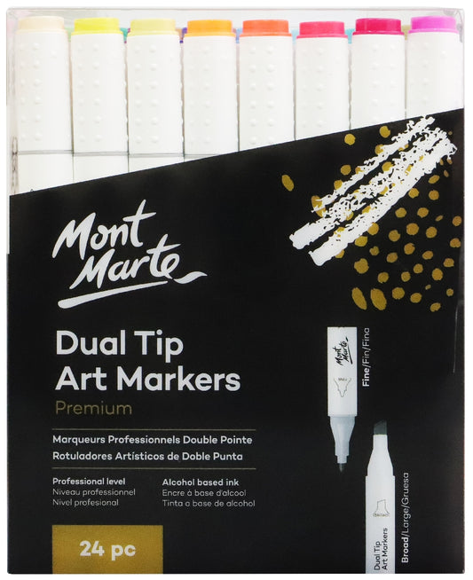 M.M. DUAL TIP ALCOHOL ART MARKERS 24PC