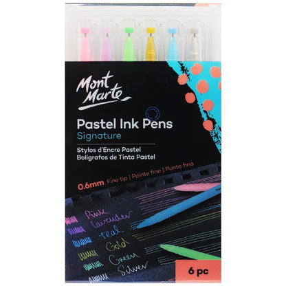 M.M. Pastel Ink Pens Fine Tip 6pc