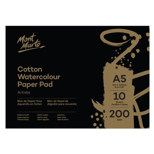 M.M. Cotton Watercolour Paper 200gsm A5 10 Sheets