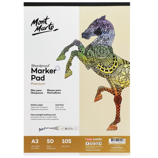 M.M. BLEEDPROOF MARKER PAD 105GSM A3 50 SHEETS