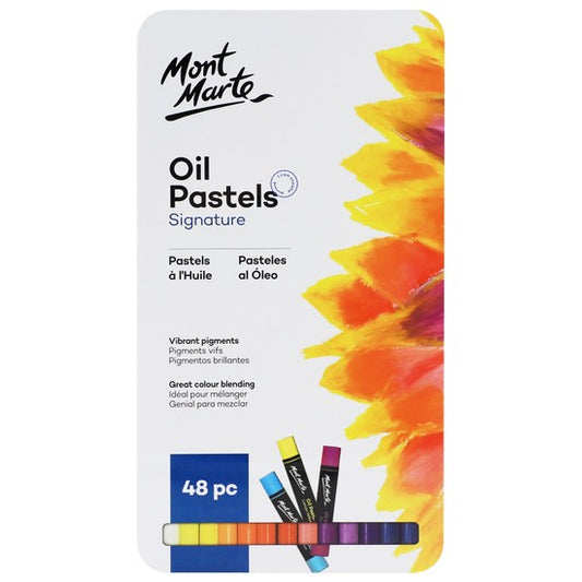 M.M. OIL PASTELS 48PC IN TIN BOX