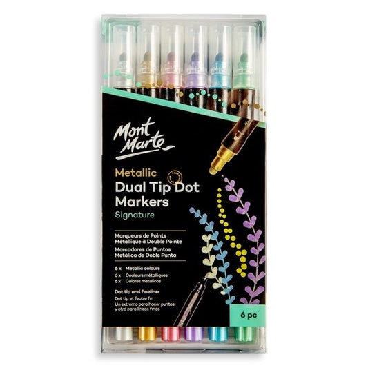 M.M. Metallic Dot Markers Dual Tip 6pc