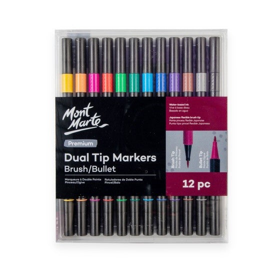 M.M. Dual Tip Markers Brush/bullet 12pc