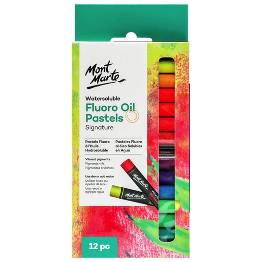 M.M. Watersoluble Fluoro Oil Pastels 12pc