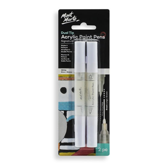 M.M. Acrylic Paint Pens Dual Tip White 2pc