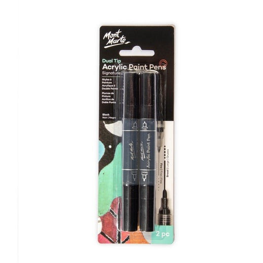 M.M. Acrylic Paint Pens Dual Tip Black 2pc