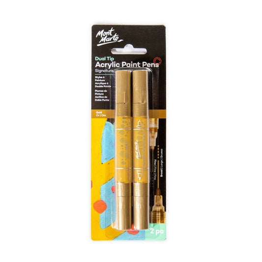M.M. Acrylic Paint Pens Dual Tip Gold 2pc
