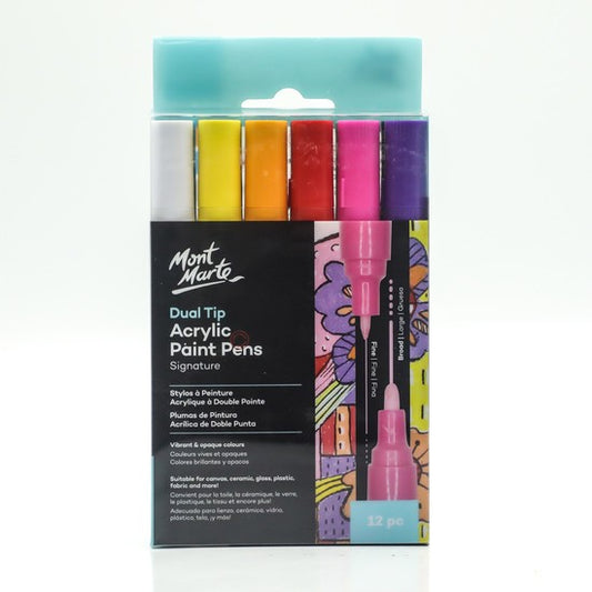 M.M. Acrylic Paint Pens Dual Tip Fine/Broad 12pc