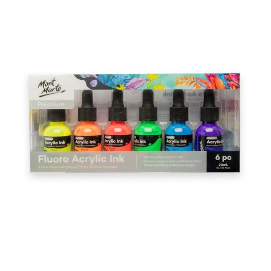 M.M. Fluoro Acrylic Ink 6pc X 20ml