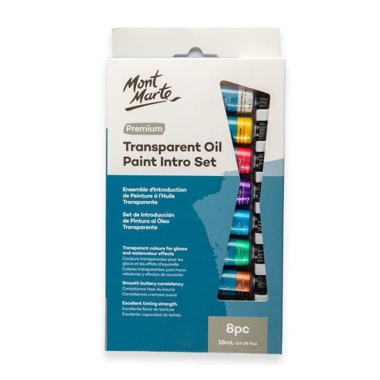 M.M. Transparent Oil Paint Intro Set 8pc X 18ml