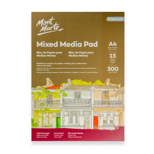 M.M. Mixed Media Pad 300gsm A4 15 Sheets