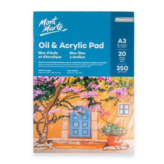 M.M. Oil & Acrylic Pad 350gsm A3 20 Sheets