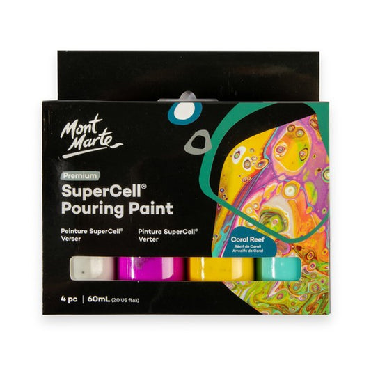 M.M. SuperCell Pouring Paint 4pc x 60ml - Coral Reef