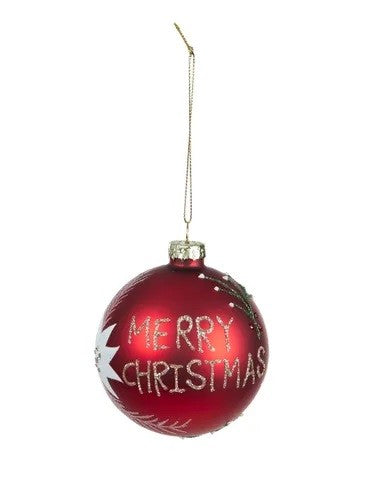 Glass Bauble 8cm Matte Red/green Asst