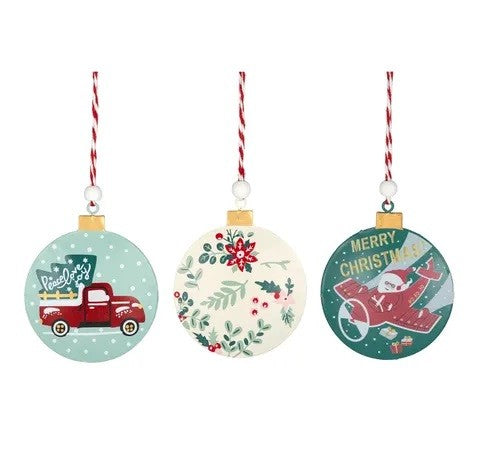 Baubles Metal 7cm Green/red Assorted