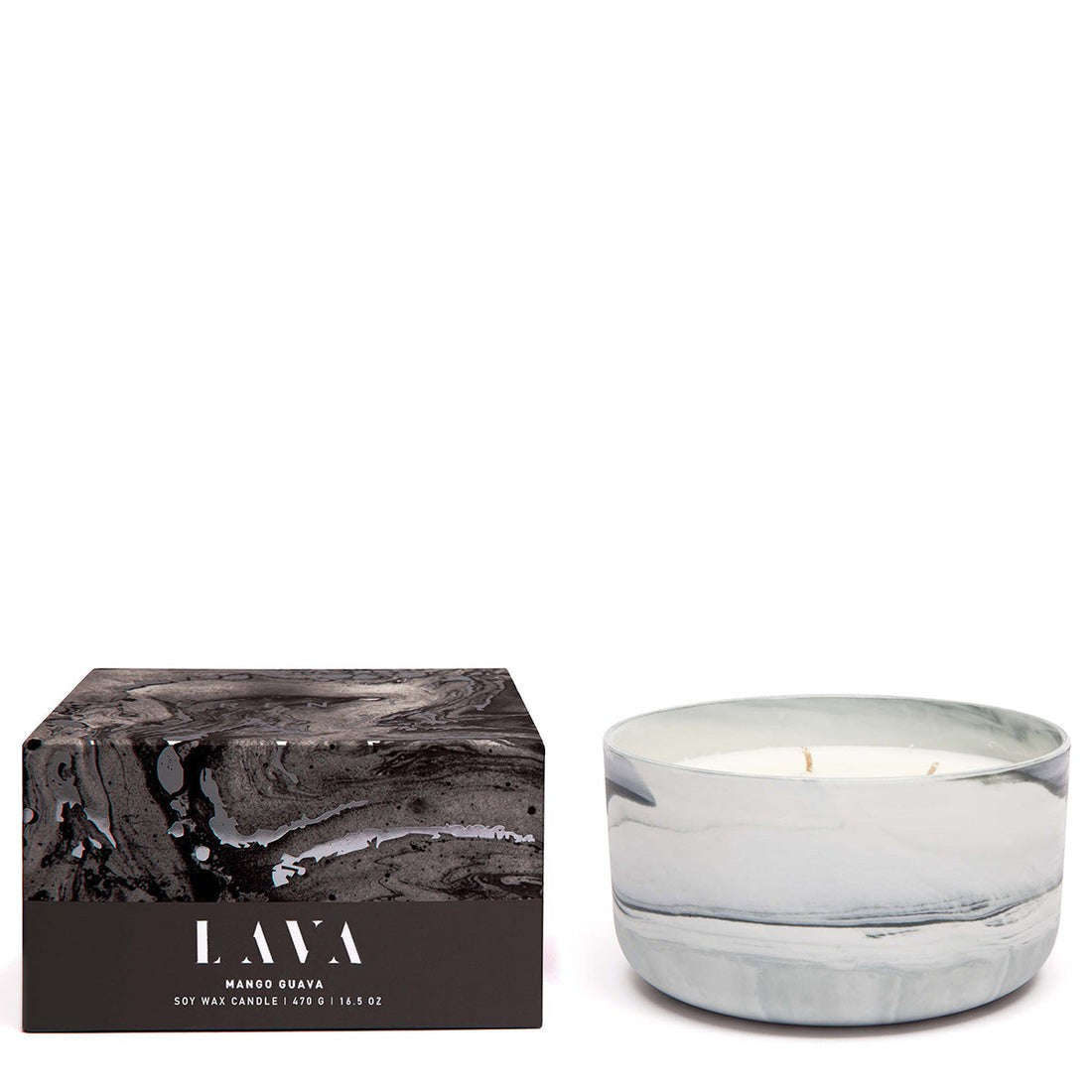 Serenity Home Lava Marble Ceramic Candle 470g - Mango Guava